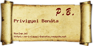 Privigyei Benáta névjegykártya